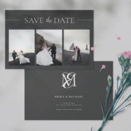 3 Foto's Eenvoudig en minimalistisch zwart huwelij Save The Date