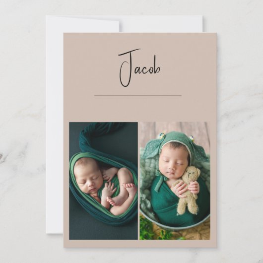 3 Foto's Eenvoudige aankondiging Baby (Voorkant)