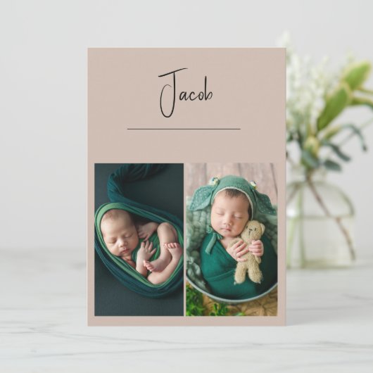 3 Foto's Eenvoudige aankondiging Baby (Staand voorkant)