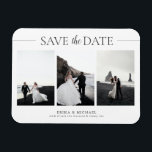 3 Foto's Elegant Classic Wedding Save the Date Magneet<br><div class="desc">3 Foto's Elegant Classic Wedding Save The Date Magnet The Elegant Classic Wedding Save The Date Magnets zijn de perfecte manier om uw aanstaande bruiloft aan uw gasten te melden. De fotocollage toont de verfijning en de charme van het ontwerp, met zijn elegante typografie en klassiek zwart-wit kleurenpalet. Het ontwerp...</div>