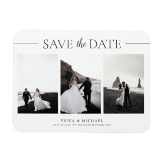 3 Foto's Elegant Classic Wedding Save the Date Magneet
