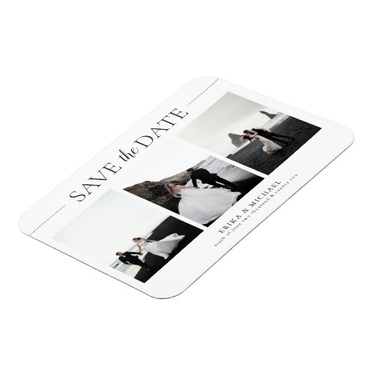 3 Foto's Elegant Classic Wedding Save the Date Magneet (Linkerzijde)