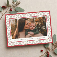3 Foto's Elegante Bes Botanische Patroon Kerstmis