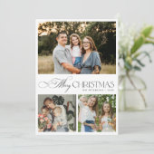 3 foto's elegante typografie Vrolijk kerstfeest Feestdagenkaart (Staand voorkant)