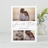 3 Fotos Elegantes Instantáneas Sesión Pareja Feliz Save The Date (Staand voorkant)