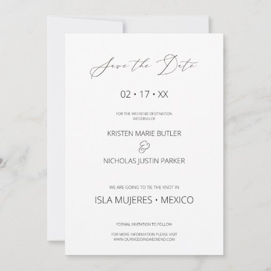 3 Fotos Elegantes Instantáneas Sesión Pareja Feliz Save The Date (Achterkant)