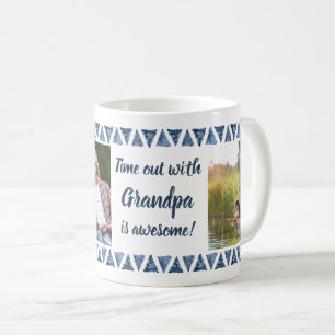 3 Foto's en aangepaste typografie - Blauwe rand op Koffiemok