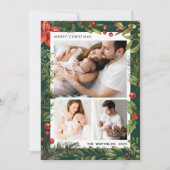 3 Foto's Familie Kerst Feestdagen Botanisch Feestdagenkaart (Voorkant)