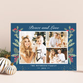 3 Foto's, Floral Kerstmis Feestdagenkaart