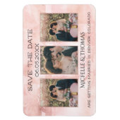 3 Foto's Geometrische Floral Blush Sparen de Datum Magneet (Verticaal)