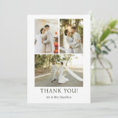 3 foto's gepersonaliseerde bruiloft met bericht bedankkaart (Staand voorkant)