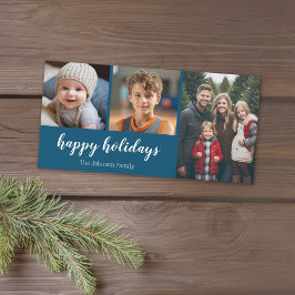 3 foto's - Gewoon Navy Blue Holly - Gelukkig Feestdagenkaart