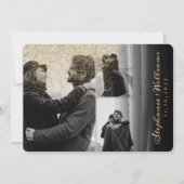 3 foto's gouden glitter Black Waterverf Weddenscha Kaart (Voorkant)