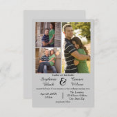 3 foto's Grijs - 3x5 bruiloft uitnodiging (Voorkant / Achterkant)