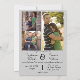 3 foto's Grijs - Uitnodiging voor een bruiloft