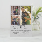 3 foto's Grijs - Uitnodiging voor een bruiloft (Staand voorkant)