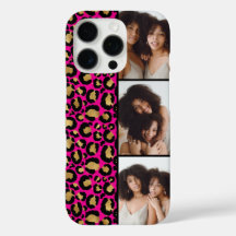3 Foto's Hot Roze En Gouden Luipaardprint