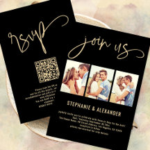 3 foto's Join Us Script Wedding Gold Black