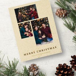 3 Foto's Kerst Collage Prettig Kerstfeest Tartan Folie Feestdagen Briefkaart