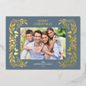 3 foto's Kerstgroen Goud Folie Feestdagenkaart (Voorkant)
