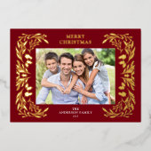 3 foto's Kerstmis groen goud Folie Feestdagenkaart (Voorkant)