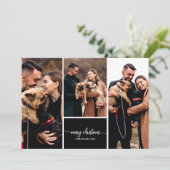 3 Foto's Klein Stijlvol Kerst Zwart Kaart (Staand voorkant)