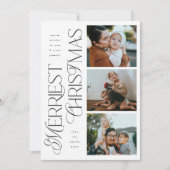 3 Foto's Merriest Christmas Modern Holiday Kaart (Voorkant)