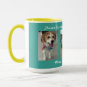 3 Foto's met bericht en namen samenvoegen Mok (Links)