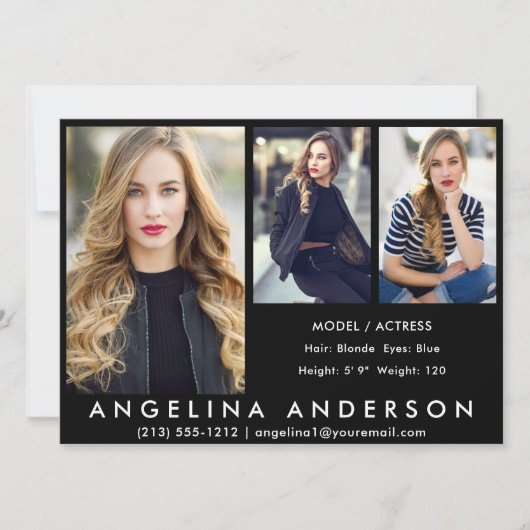 3 Foto's Model Actor Comp Kaart Blk (Voorkant)