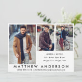 3 Foto's Model Actor Comp White Kaart (Staand voorkant)