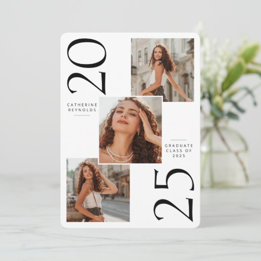 3 foto's Modern Afstuderen Kaart (Staand voorkant)