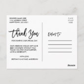 3 Foto's Modern Brush Script Huwelijk Liefde Dank Briefkaart (Achterkant)