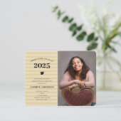 3 Foto's Modern Gold Stripes Graduation Party Kaart (Staand voorkant)