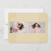 3 Foto's Modern Gold Stripes Graduation Party Kaart (Achterkant)