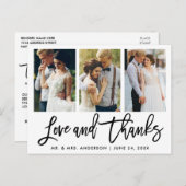 3 foto's moderne borstel script huwelijksliefde da briefkaart (Voorkant / Achterkant)