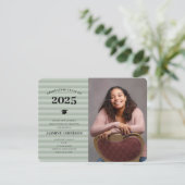 3 Foto's Moderne Sage Stripes GraduPartij Kaart (Staand voorkant)