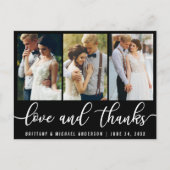 3 Foto's Moderne Trouwliefde Dank White Schrift Briefkaart (Voorkant)