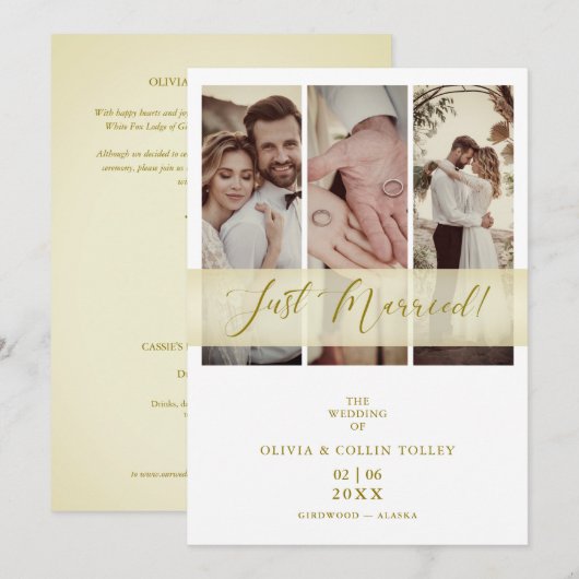 3 foto's Net getrouwd met de hand geschreven citaa (Voorkant / Achterkant)