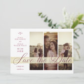 3 Foto's Paar in Love Simple Elegant Script Save The Date (Staand voorkant)