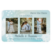 3 Foto's Pastel Turquoise Save the Date Magnet Magneet (Horizontaal)