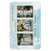 3 Foto's Pastel Turquoise Save the Date Magnet Magneet (Verticaal)