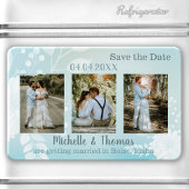 3 Foto's Pastel Turquoise Save the Date Magnet Magneet