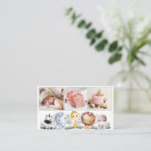 3 Foto's QR Code Pasgeboren Baby Fotograaf Visitekaartje (Staand voorkant)