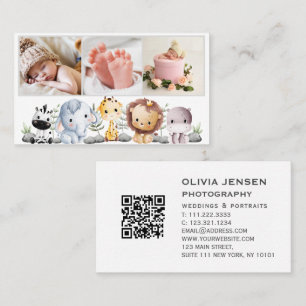 3 Foto's QR Code Pasgeboren Baby Fotograaf Visitekaartje