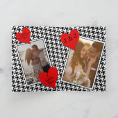3 Foto's Red Love Heart Notes Classic Houndstooth Feestdagen Kaart (Binnen)