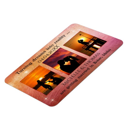 3 Foto's Romantisch kleurrijk sparen de Datum Magn Magneet (Linkerzijde)