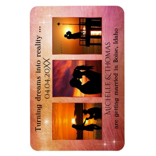 3 Foto's Romantisch kleurrijk sparen de Datum Magn Magneet (Verticaal)