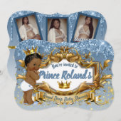 3 foto's Royal African Prince Blue Glitter Drip Kaart (Voorkant / Achterkant)