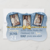 3 foto's Royal African Prince Blue Glitter Drip Kaart (Achterkant)