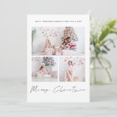 3 Foto's Script Family Merry Kerstmis Feestdagenkaart (Staand voorkant)